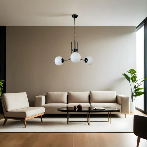 Opviq nevada 3 Lü siyah beyaz Camlı avize blackwhite chandelier Cene