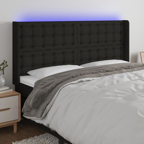 vidaXL LED posteljno vzglavje črno 183x16x118/128 cm blago Cene