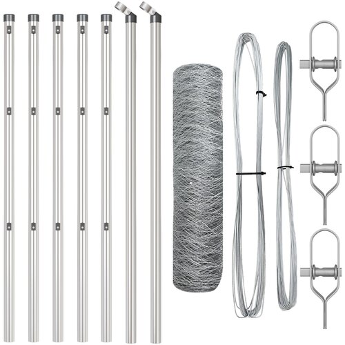 VidaXL Ograja v obliki heksagona 0.5x10 m Pocinkano jeklo, Ograjne palice 7 kos &amp;Oslash;32 mm 100 cm Pocinkano jeklo Slike