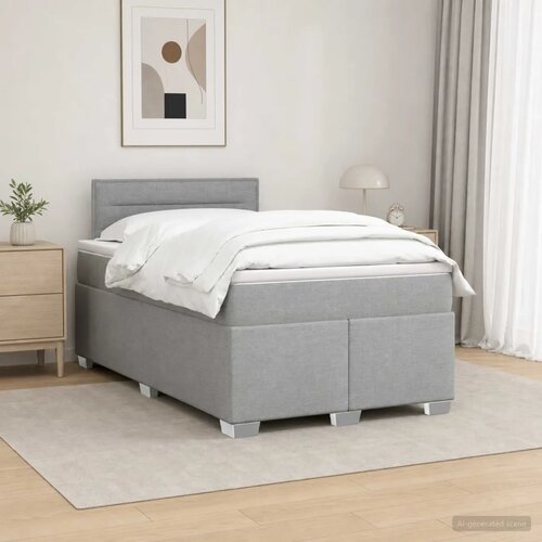  Krevet s box springom madracem i LED-om Svjetlosiva Tkanina - Svjetlosiva 120 x 190 cm Dizajn linija Cene