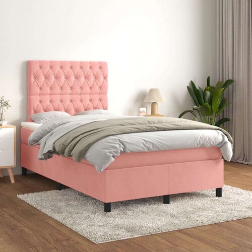 Box spring postelja z vzmetnico roza 120x200 cm žamet, (20791976) Slike