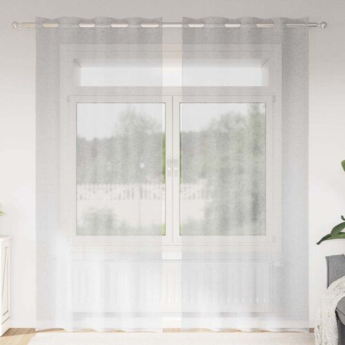 Voile zavjesa 2 pcs Svijetlo siva 225 x 140 cm Poliester Cijene
