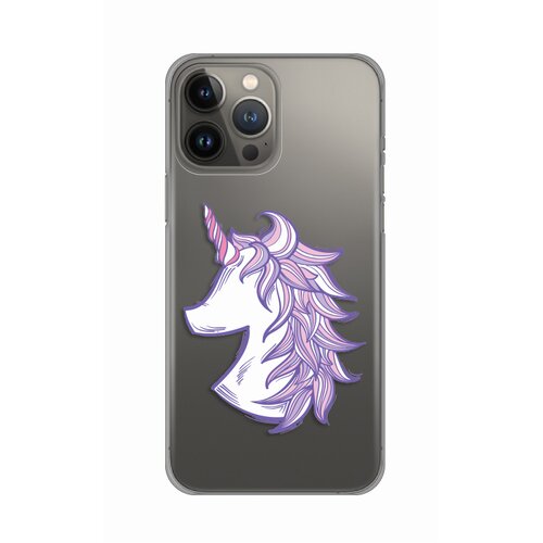 Silikonska maska za iPhone 13 Pro Max 6.7 Purple Unicorn Print Skin providna Slike