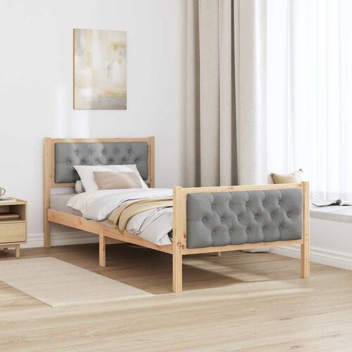  Krevetna konstrukcija s uzglavljem Svijetlo siva 90 x 200 cm Smeđa Slike