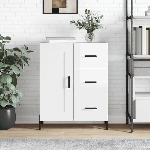 vidaXL Komoda visok sijaj bela 69,5x34x90 cm inženirski les Cene