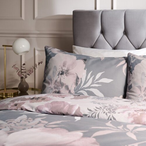 Catherine Lansfield Ružičasta/siva posteljina za bračni krevet/za produženi krevet 230x220 cm Dramatic Floral &amp;ndash; Slike