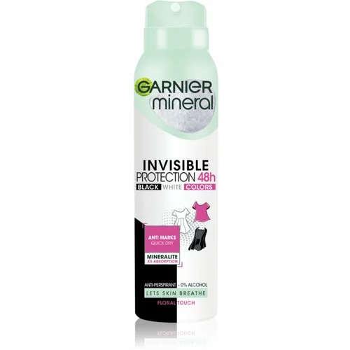 Garnier Mineral Invisible Floral Touch 48h antiperspirant proti znoju in madežem na oblačilih 50 ml za ženske