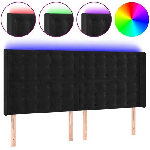 Maison Chic led posteljno vzglavje - vzglavna omarica - nočna omarica črno 183x16x118/128 cm žamet, (21712069) Slike
