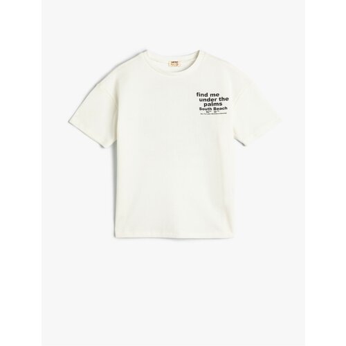 Koton T-Shirt Slogan Printed Short Sleeve Crew Neck Cotton Slike