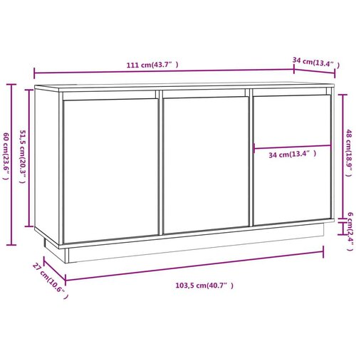 vidaXL Komoda 111 x 34 x 60 cm od masivne borovine Cijene