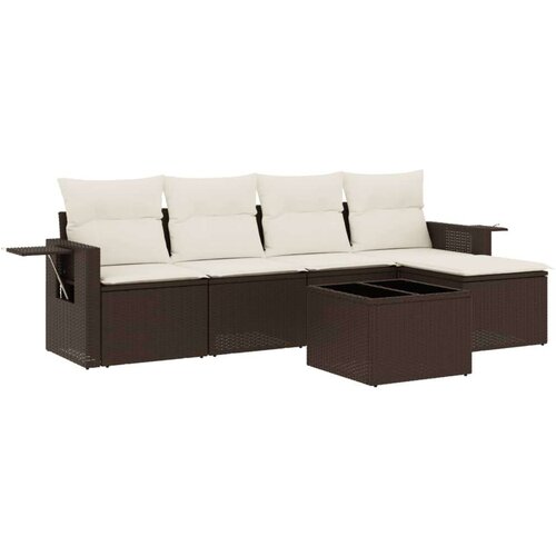 VidaXL 6-dijelni set vrtnih sofa od poliratana s jastucima smeđi Slike