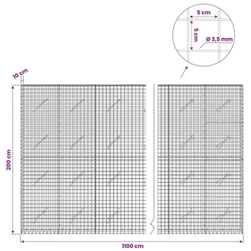  Gabion s žicom debljine 3 5 mm i mrežom 5x5 cm 1100x10x200 cm - 10 cm 200 cm 1100 cm Slike