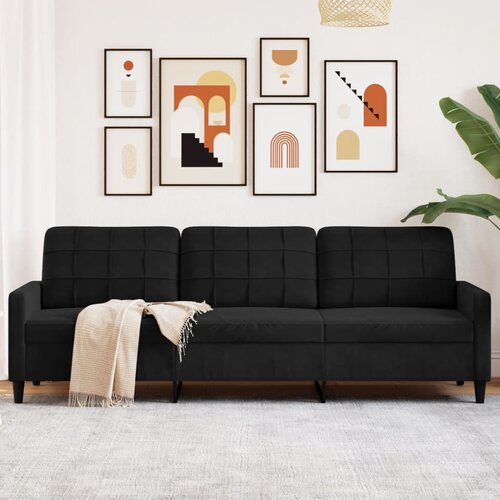 vidaXL Kavč trosed črn 210 cm žamet Cene