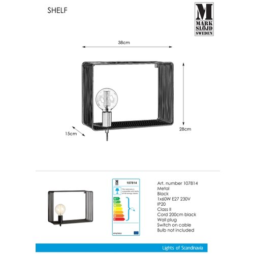 Marksl&amp;ouml;jd 107814 - Zidno svetlo SHELF 1xE27/60W/230V Slike