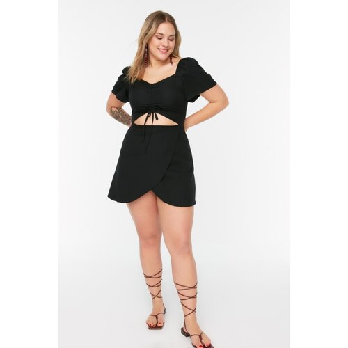 Trendyol Curve Black Ruffle and Cutout Detailed Woven Dress Slike