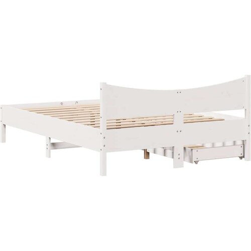 VidaXL Okvir za krevet s ladicama bijeli 150 x 200 cm borovina Slike