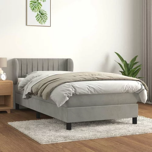 Box spring postelja z vzmetnico svetlo siva 100x200 cm žamet, (20790314)