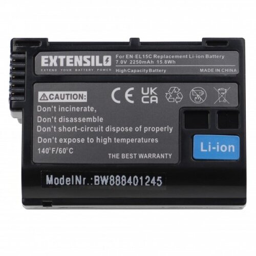 Extensilo Baterija EN-EL15 za Nikon D600 / D800 / D800E / D7000 / D7100 / D8000, 2250 mAh Slike