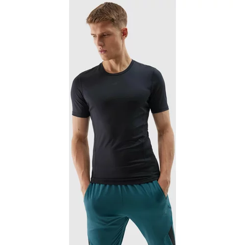 4f Men's slim sports T-shirt made of recycled materials - deep black