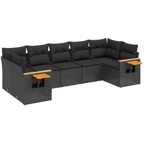Maison Chic Seti vrtnega pohištva - Vrtna garnitura - Vrtni pohištvo set 7-delna z blazinami črn poli ratan, (21801239) Cene