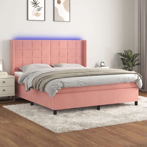  Box spring s madracem LED ružičasti 160x200cm bar&amp;scaron;unasti Slike