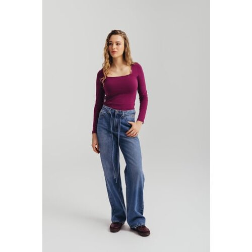 Legendww zenske wide leg farmerke sa kaisem i visokim strukom -model 245 Cene