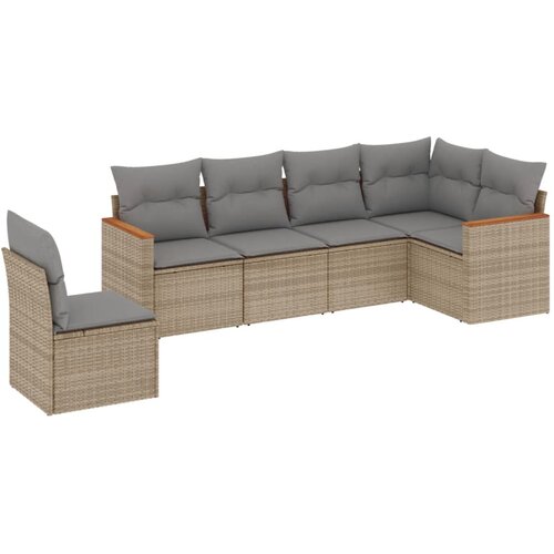  6-dijelni set vrtnih sofa s jastucima bež od poliratana 62 x 62 x 69 cm Slike