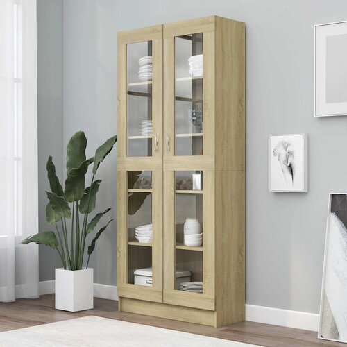  Vitrina boja hrasta 82,5 x 30,5 x 185 cm konstruirano drvo Cene