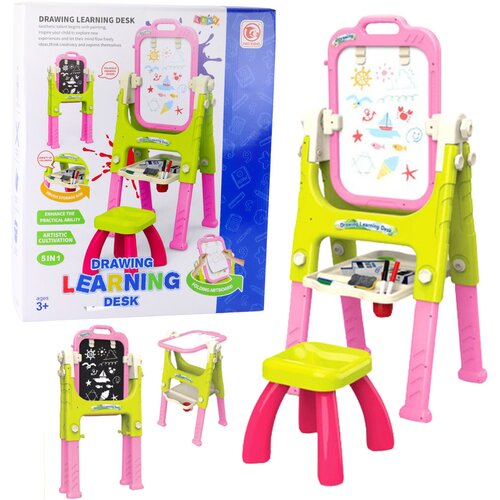  Edukativna ploča sa stolicom i policom za pribor 5u1 - zeleno/roza Cijene