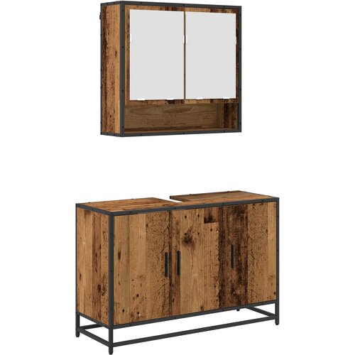  Set namje&amp;scaron;taja za kupaonicu 2 kom. Staro drvo 90 x 33 x 60 cm Slike