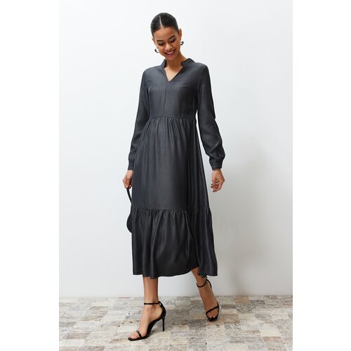 Trendyol Anthracite Lyosell Denim Maxi Dress Slike