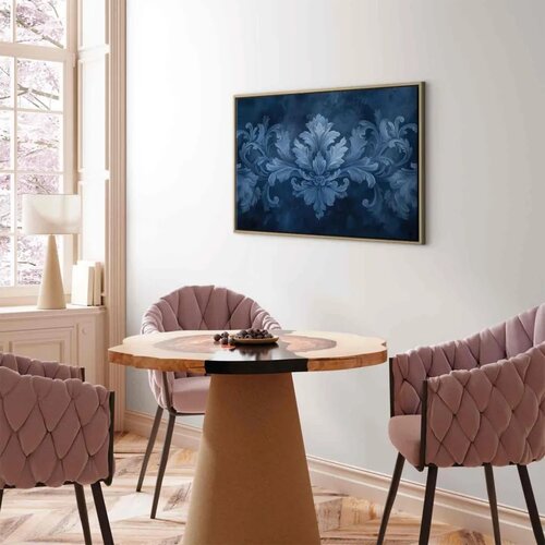  Slika - Ornament in Blue and Cool Colors Dark Blue Decoration 120x80 U prirodnom drvenom okviru Slike