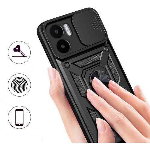 Onasi Silikonski ovitek Armor Ring z za&amp;scaron;čito kamere za Xiaomi Redmi A1 - črn Slike
