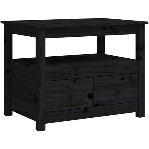The Living Store Klubska mizica črna 71x49x55 cm trdna borovina - Klubska Mizica, (21574196) Cene