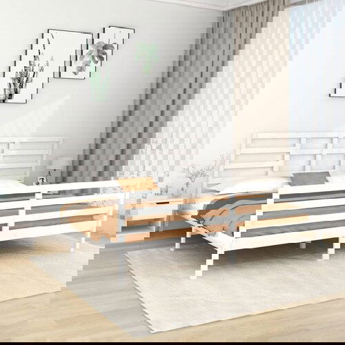 The Living Store Posteljni okvir bel iz trdnega lesa 200x200 cm - Posteljni Okvir, (21524006) Slike