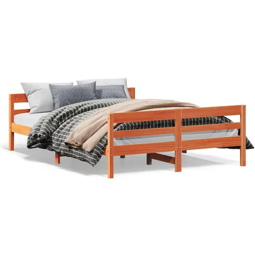 vidaXL Okvir kreveta s uzglavljem voštano smeđi 120x200 cm od borovine