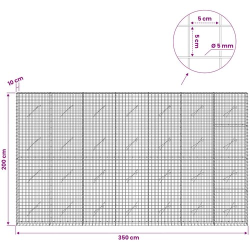  Gabion s 5 mm žicom i mrežom 5x5 cm 350x10x200 cm Slike