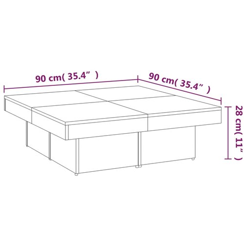  Stolić za kavu boja sivog hrasta 90x90x28 cm konstruirano drvo Slike