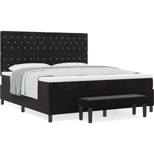  Krevet s Box Springom s Madracem i Klupom Crni 180x200 cm Bar&amp;scaron;un Slike