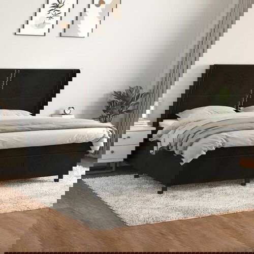 vidaXL Box spring postelja z vzmetnico črna 160x200 cm žamet Cene
