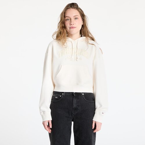 Tommy Hilfiger Sweatshirt Tommy Jeans Boxy Crop Varsity Hoodie White M Cene