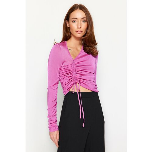 Dilvin 10364 V Side Sweater with Pleats in the Front Cene