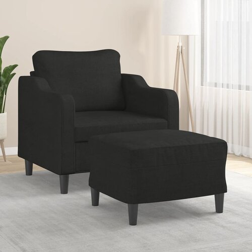 vidaXL fotelj s stolčkom za noge črn 60 cm blago Cene