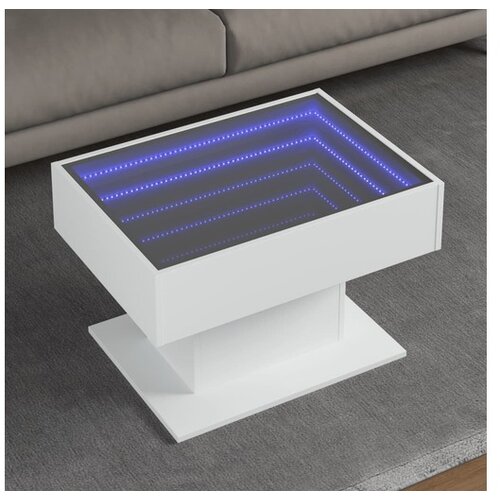 vidaXL Stolić za kavu s LED bijeli 70x50x45 cm od konstruiranog drva Cijene