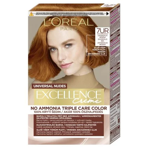 L'Oréal Paris Excellence Universal Nudes permanentna barva za lase odtenek 7UR Universal Copper 1 kos