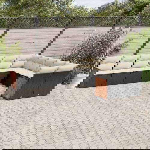 vidaXL 10-dijelni set vrtnih sofa s jastucima crni od poliratana Cijene