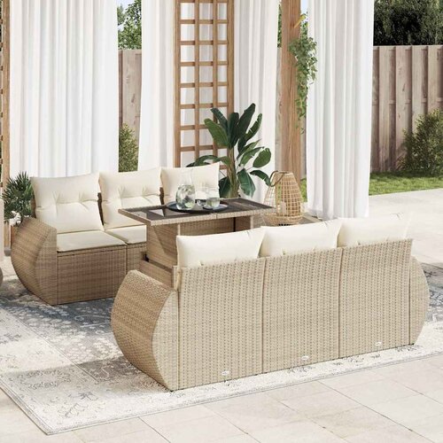 VidaXL 7-dijelni set vrtnih sofa od poliratana s jastucima bež Slike