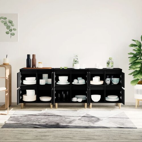  Komode 3 kom crne 60x35x70 cm od konstruiranog drva Slike
