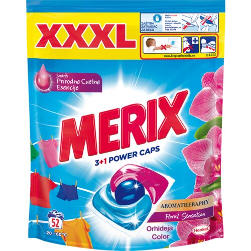 Merix 3+1 kapsule za veš power orhideja i ulje makadamije color, 52kom xxl Cene