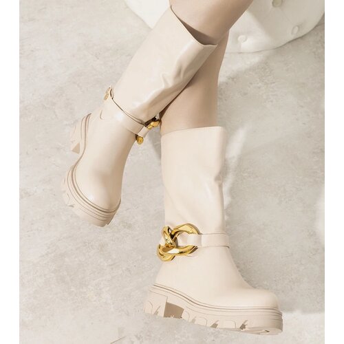 D/CEO Beige insulated boots with chain Harrison Cene